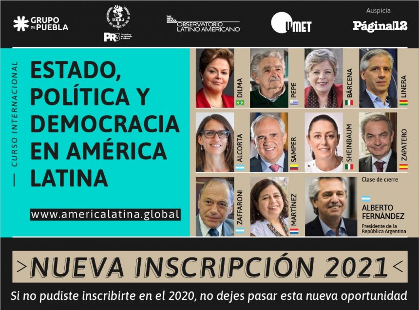 Curso Internacional “Estado, Política y Democracia en América Latina”, abrió nuevos cupos para inscribirse durante 2021